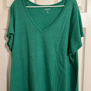 Torrid Teal V-Neck Short Sleeve Top Size 4